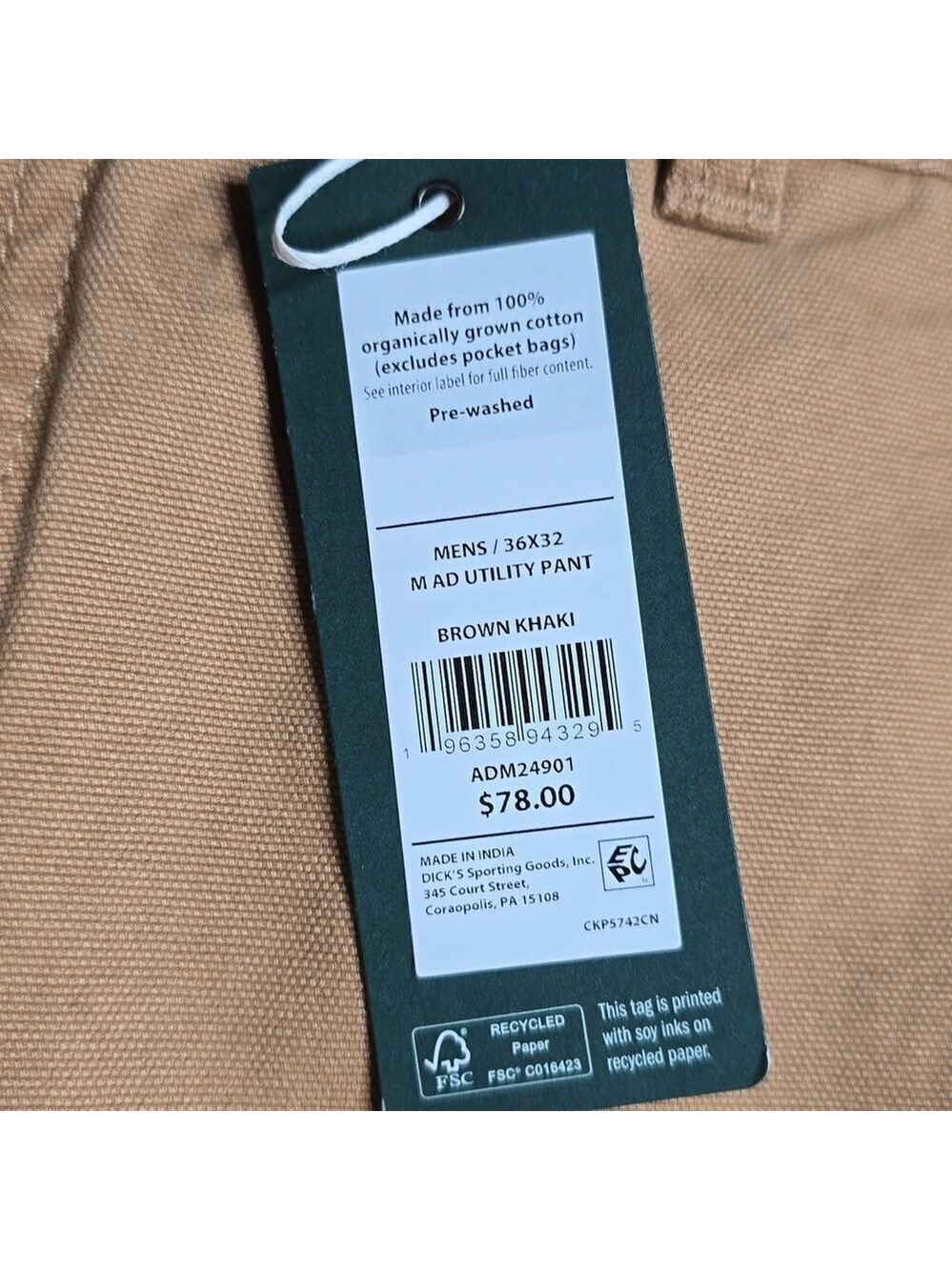 1329 NWT Alpine Design Men's Utility Pant Brown Khaki 36x32 - Picture 6 of 8